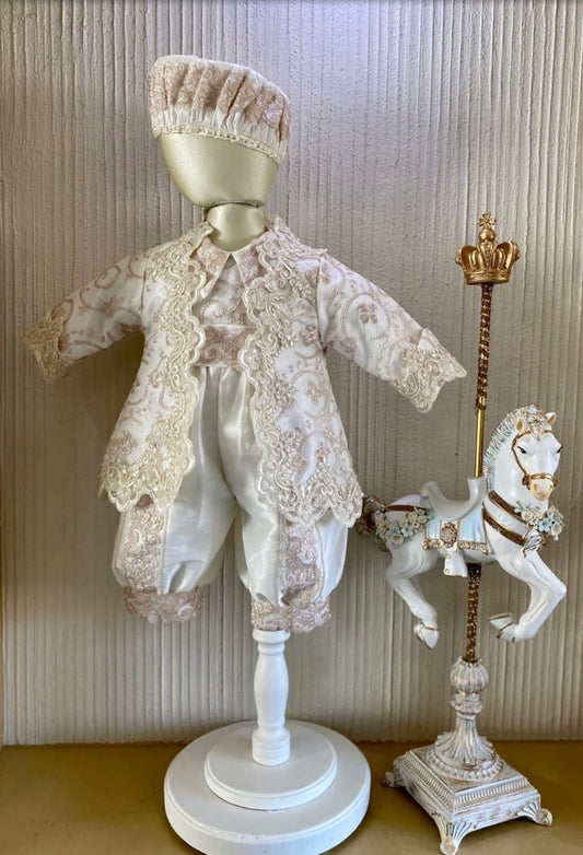 Baby Boy Elegant Christening outfit with candle set