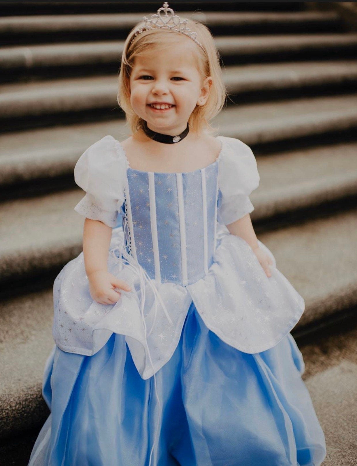 Emma's Magical Dream, Ella dress, pouf sleeves with blue dress and sparkle tulle