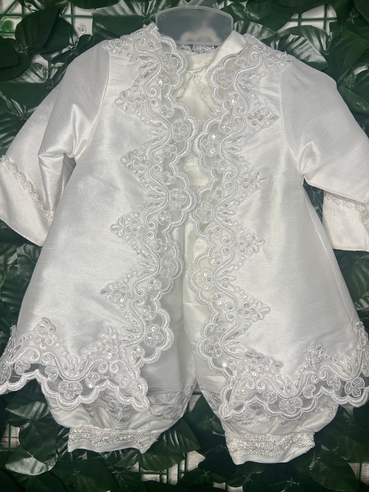 Romper plus coat baptism suit