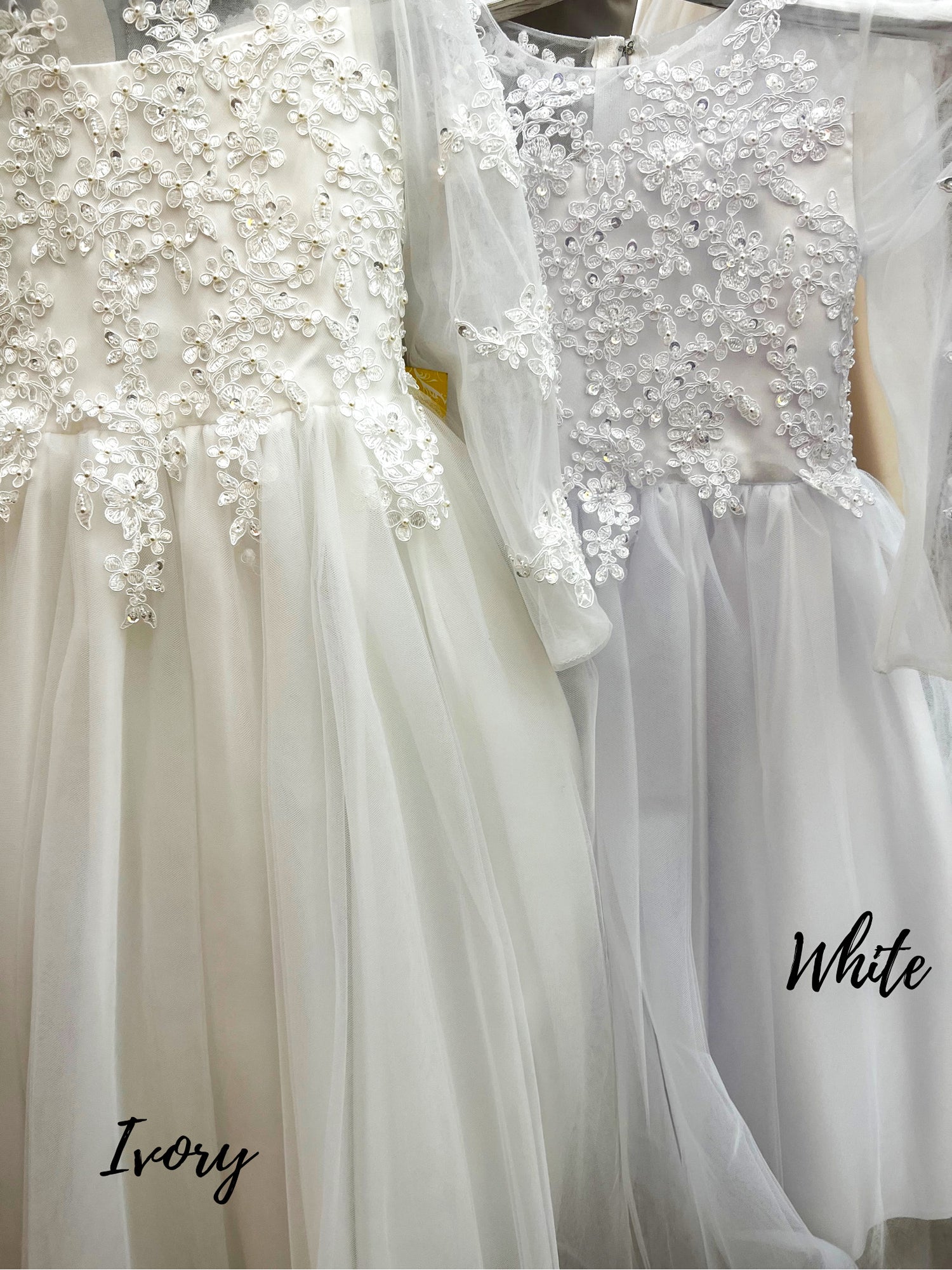 white and ivory embroidered dress, Emma's Magical Dream